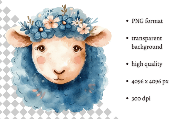 Download Watercolor Blue Easter Sheep Clipart - Sheep clipart Collection