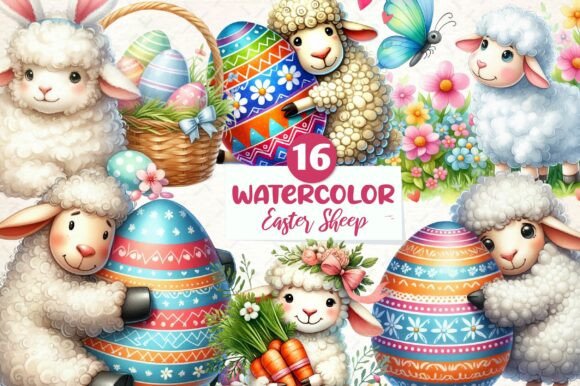 Download Cute Easter Sheep Clipart Bundle - Sheep clipart Collection