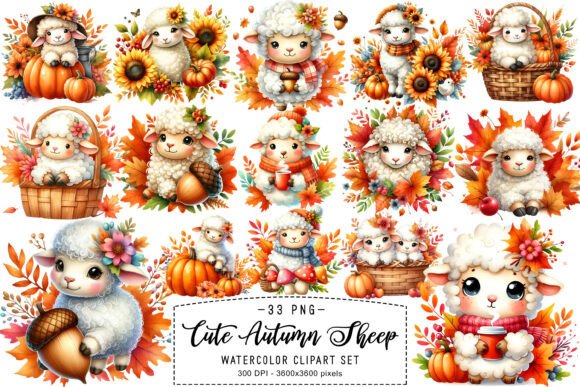 Download Cute Autumn Sheep Clipart Sublimation - Sheep clipart Collection