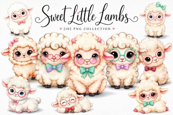 Download Cute Baby Sheep Clipart PNG Bundle - Sheep clipart Collection