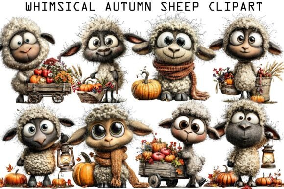 Download Whimsical Autumn Sheep Clipart - Sheep clipart Collection