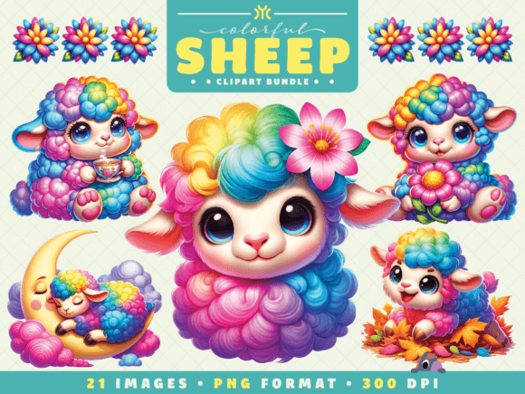 Download Cute Colorful Sheep Clipart - Sheep clipart Collection