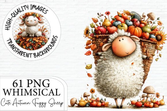 Download Cute Autumn Fuzzy Sheep Clipart Bundle - Sheep clipart Collection