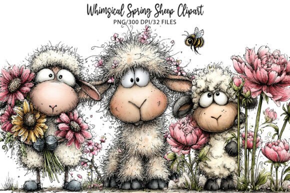 Download Whimsical Spring Sheep Clipart - Sheep clipart Collection